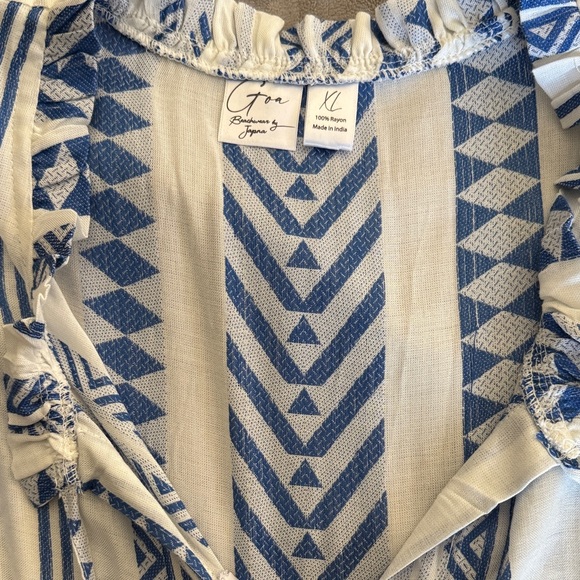 Japna Blue and White Geometric Maxi Dress - Picture 6 of 6